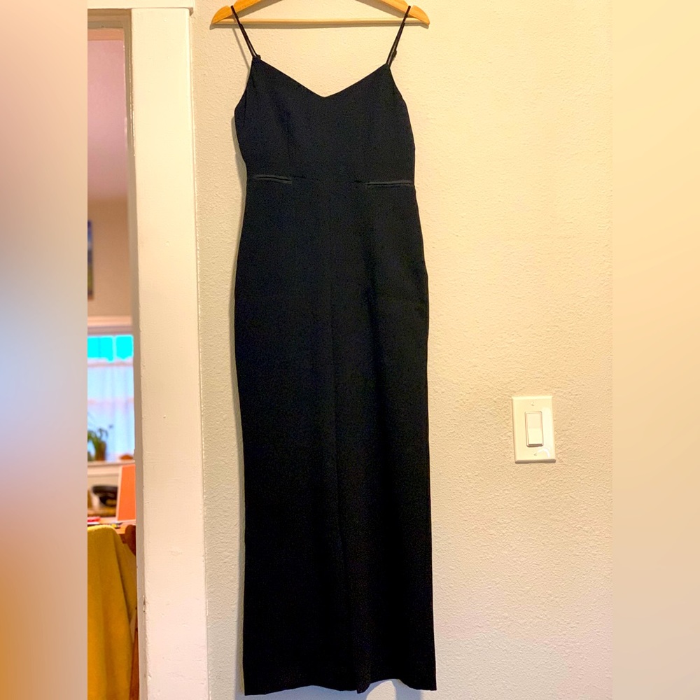 ANTHROPOLOGIE Black Maeve Magdalena V-Neck Adjustable Straps Jumpsuit.